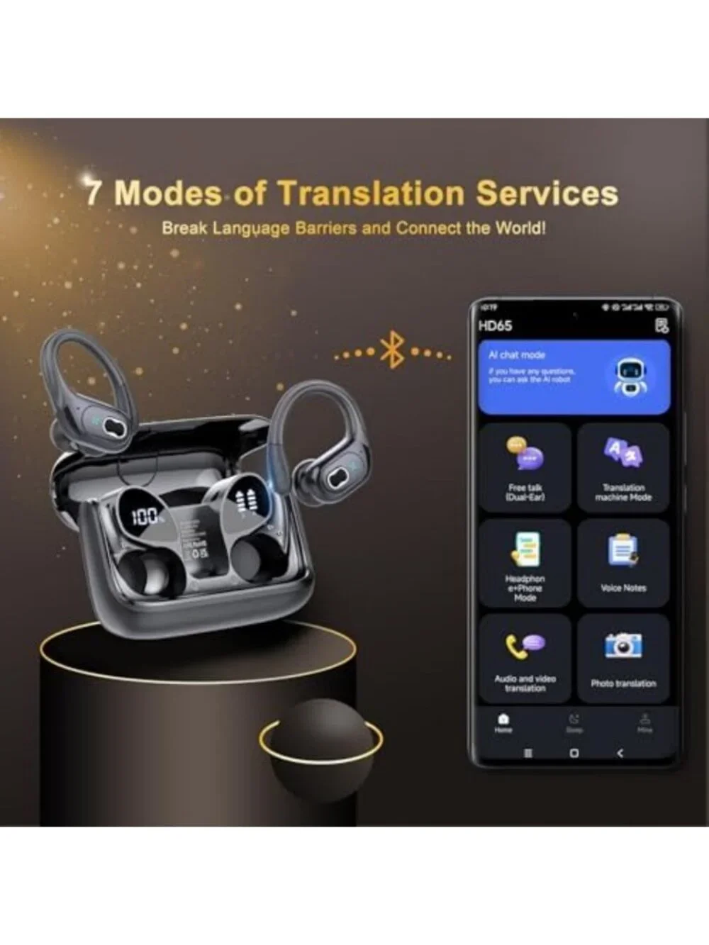 Bluetooth 5.4 Real-Time Translation Earbuds, Wireless Translator Earphones
